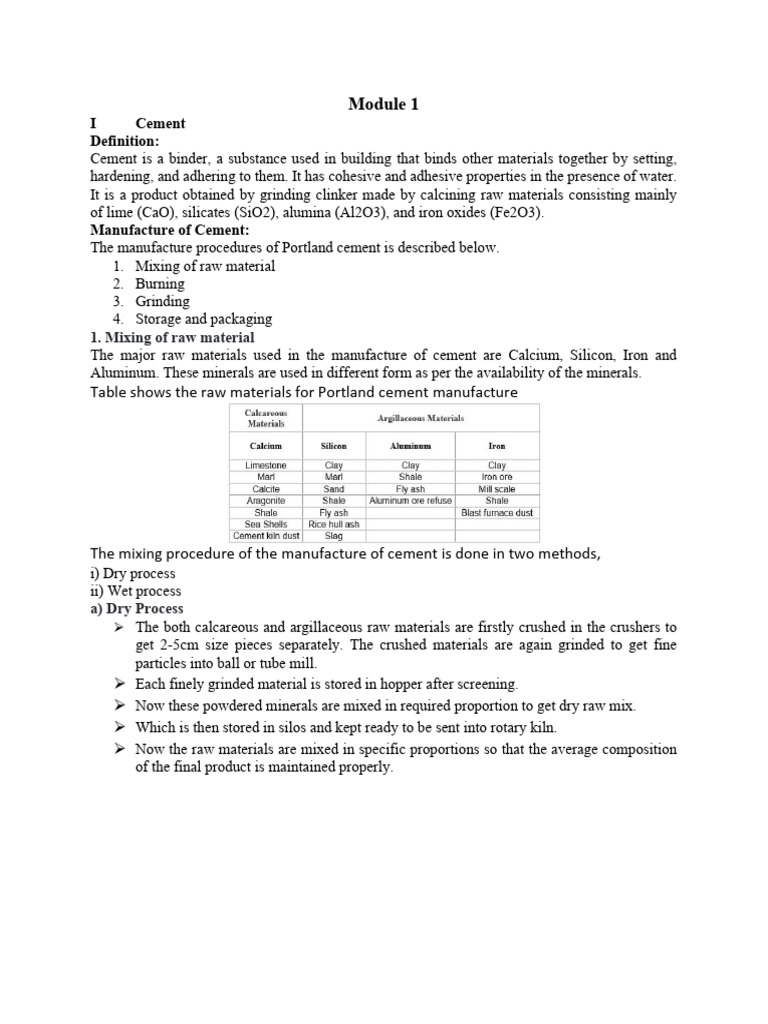 Module 1 PDF Concrete Industrial Processes