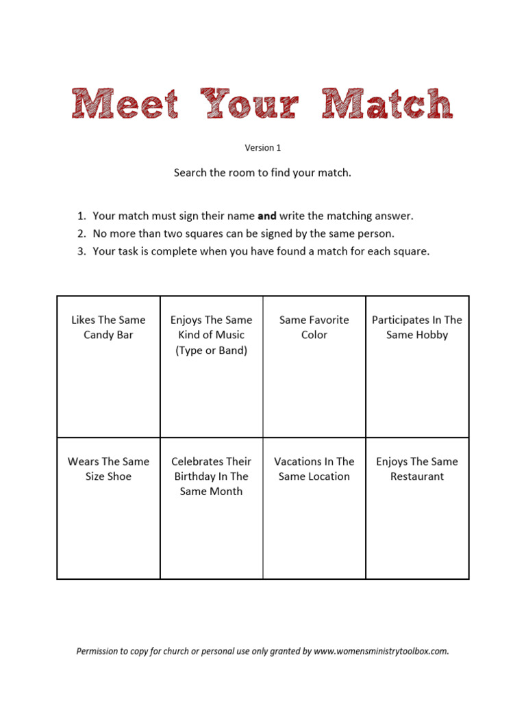 Meet Your Match Game Instructions | PDF
