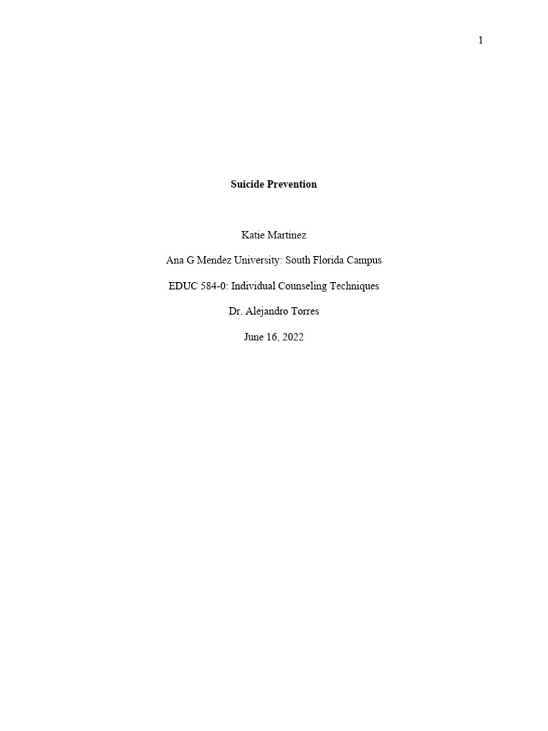 Suicide Prevention | PDF | Psychotherapy | Suicide