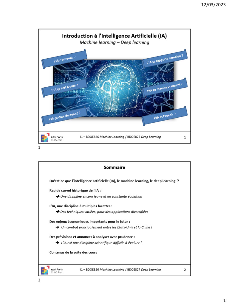 Introduction à l'Intelligence Artificielle | PDF | Intelligence ...