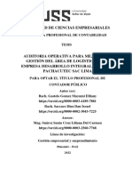 Auditoria Operativa para Mejorar La Gestión Del Área de Logística de La Empresa Desarrollo Integral de Nuevo Pachacutec Sac Lima