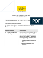 Regulatory Assurance Department Authorisations Team: Nature of Application Brief Summary