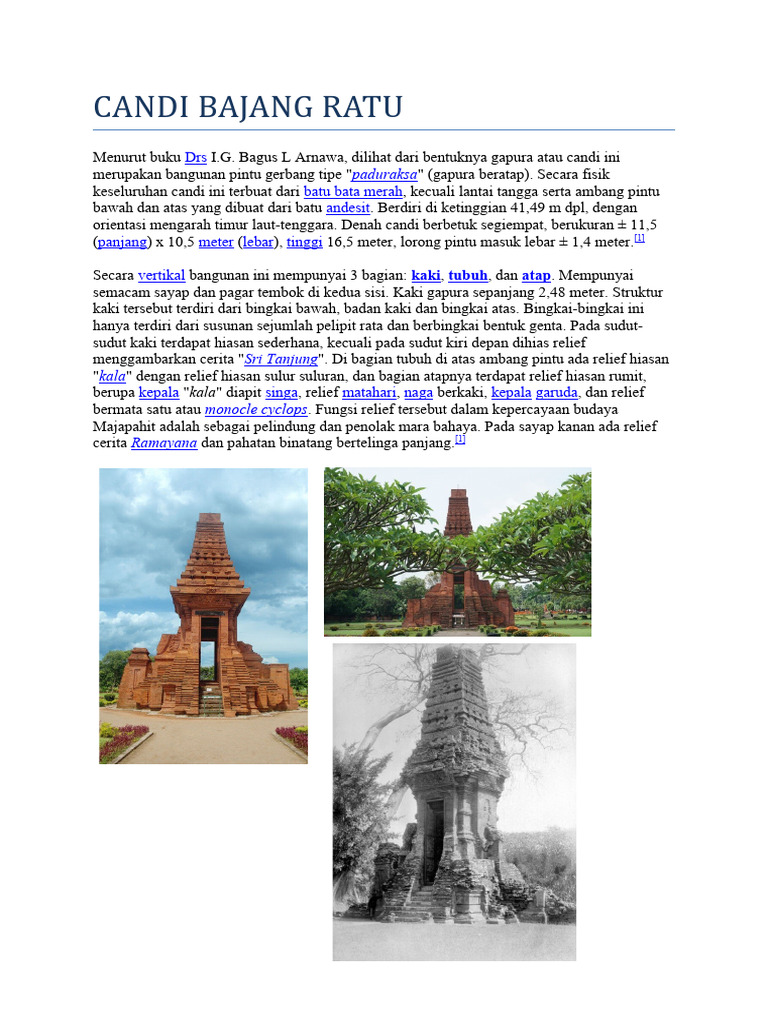 Deskripsi Candi Bajang Ratu Trowulan | PDF | Ilmu Sosial | Seni