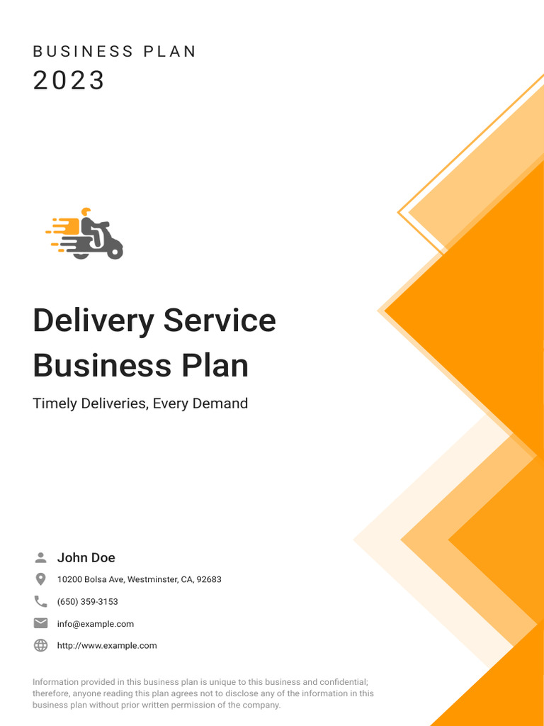 Delivery Service Business Plan PDF Marketing Delivery