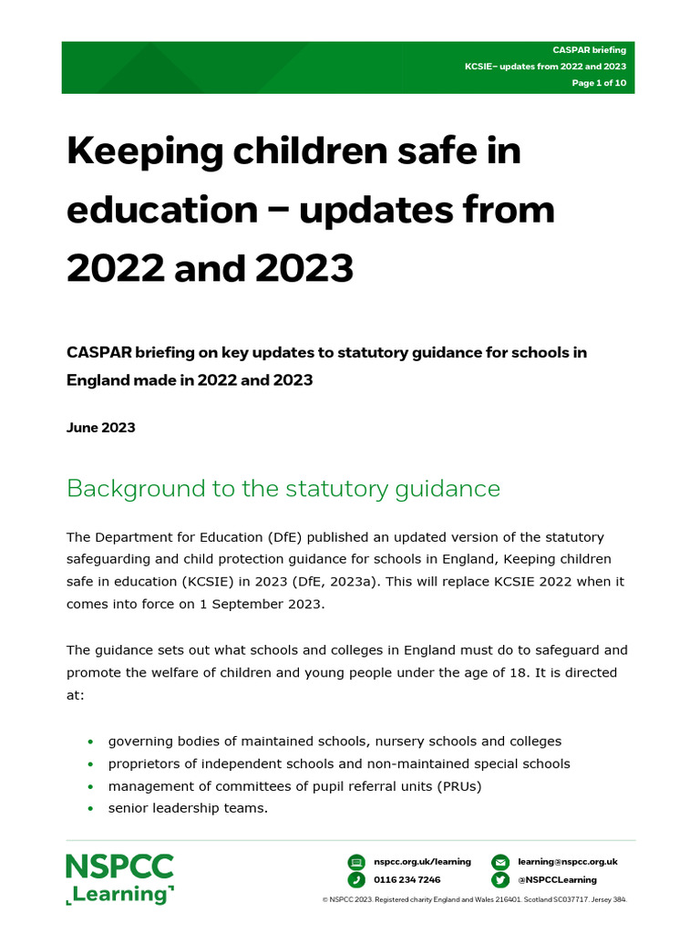 KCSIE 2022-2023 Updates Briefing | PDF | Domestic Violence | Recruitment
