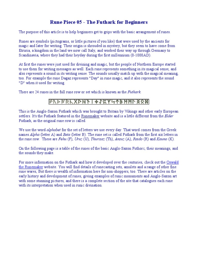 Beginner's Guide to Futhark Runes | PDF | Runes | Orthography
