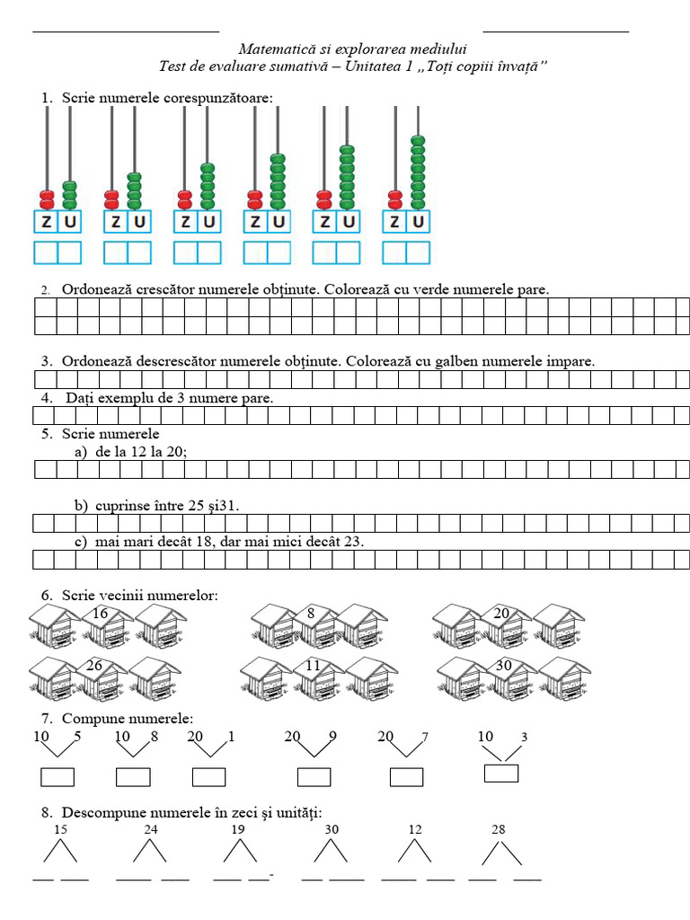 Test de Evaluare Unitatea 1 Mem | PDF