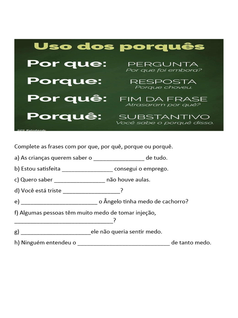 Complete Frases com Porque e Porquês | PDF | Computadores