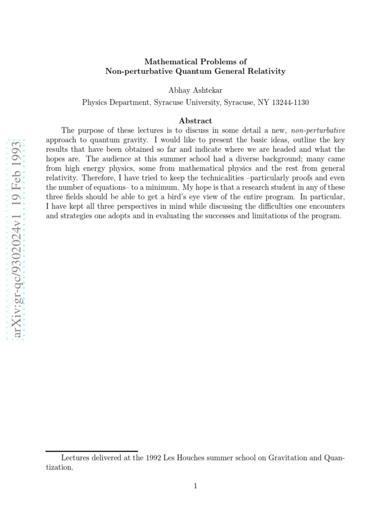 Non-Perturbative Quantum Gravity Insights | PDF | Quantum Mechanics ...