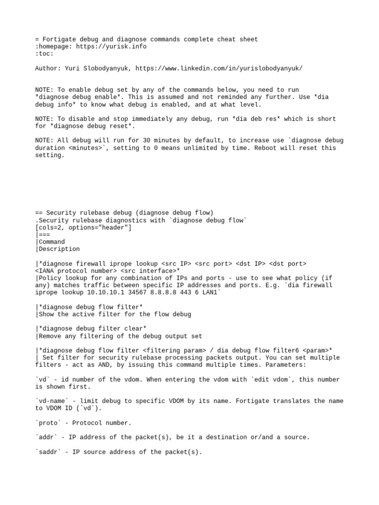 Fortigate Debug Diagnose Complete Cheat Sheet PDF Domain Name System Protocols