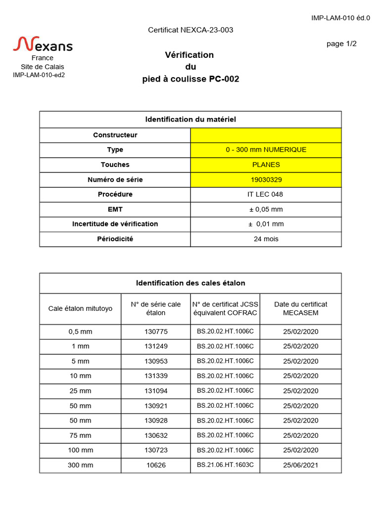Nexca-23-003 - PC-002 | PDF | Longueur | Instrument de mesure