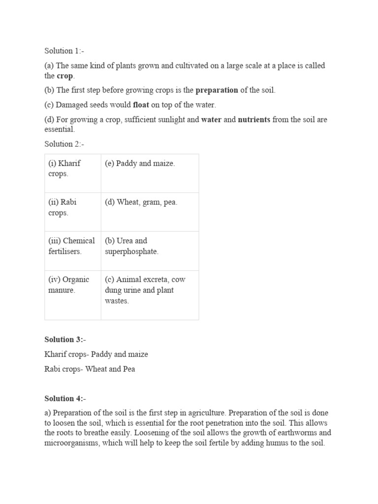 I am sharing solution chapter 1 class 8th with you pdf sowing soil