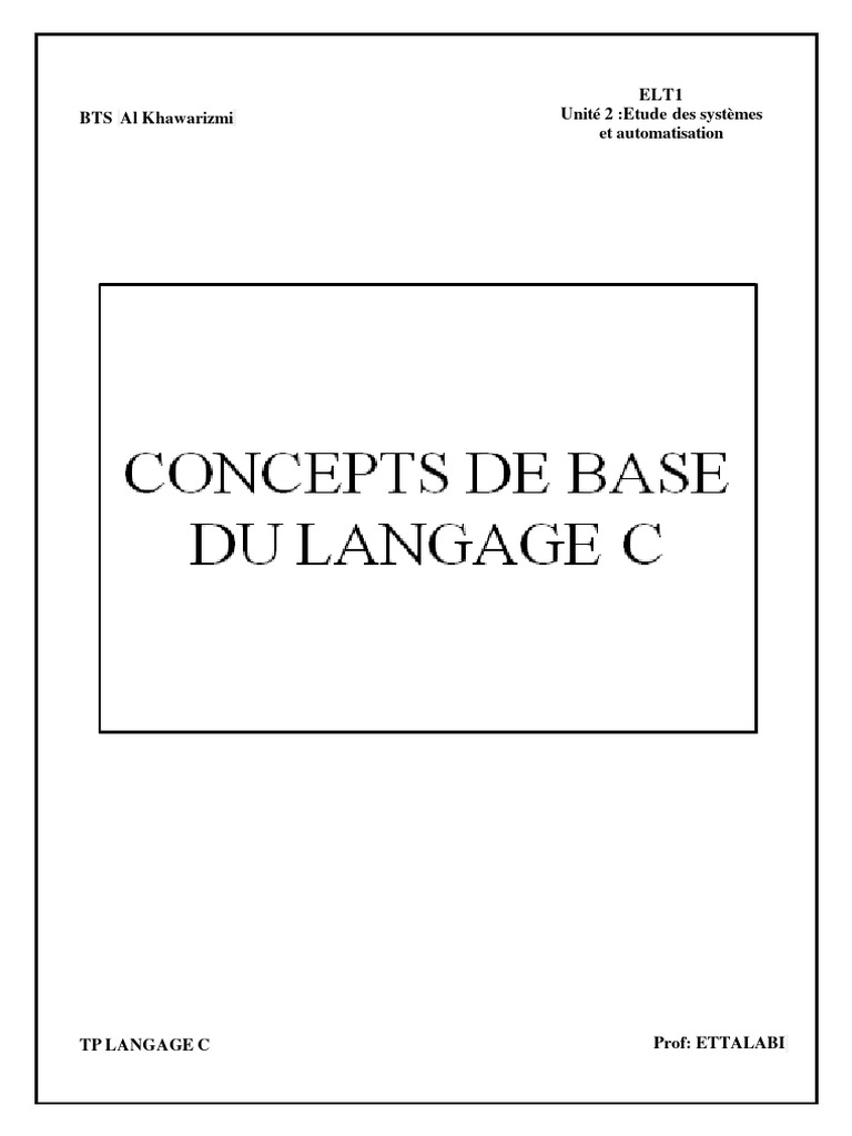 Introduction au Langage C pour Débutants | PDF | C (Langage de ...