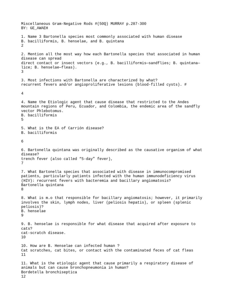 Miscellaneous gram negative rods 50q pdf causes of death immunology