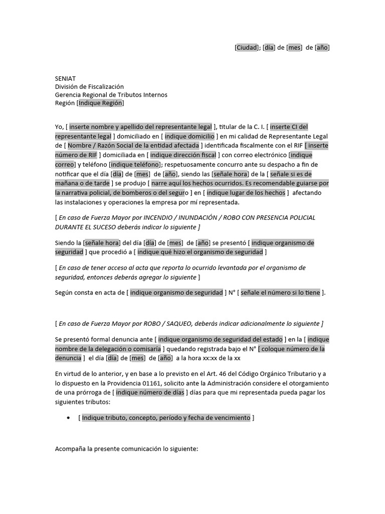 Solicitud de Prórroga de Pago SENIAT | PDF | Gobierno