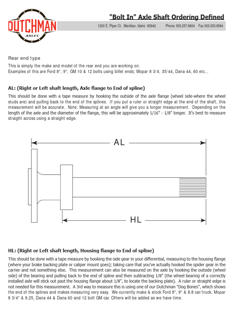 Dutchman Build Spec Sheet PDF Axle Vehicles