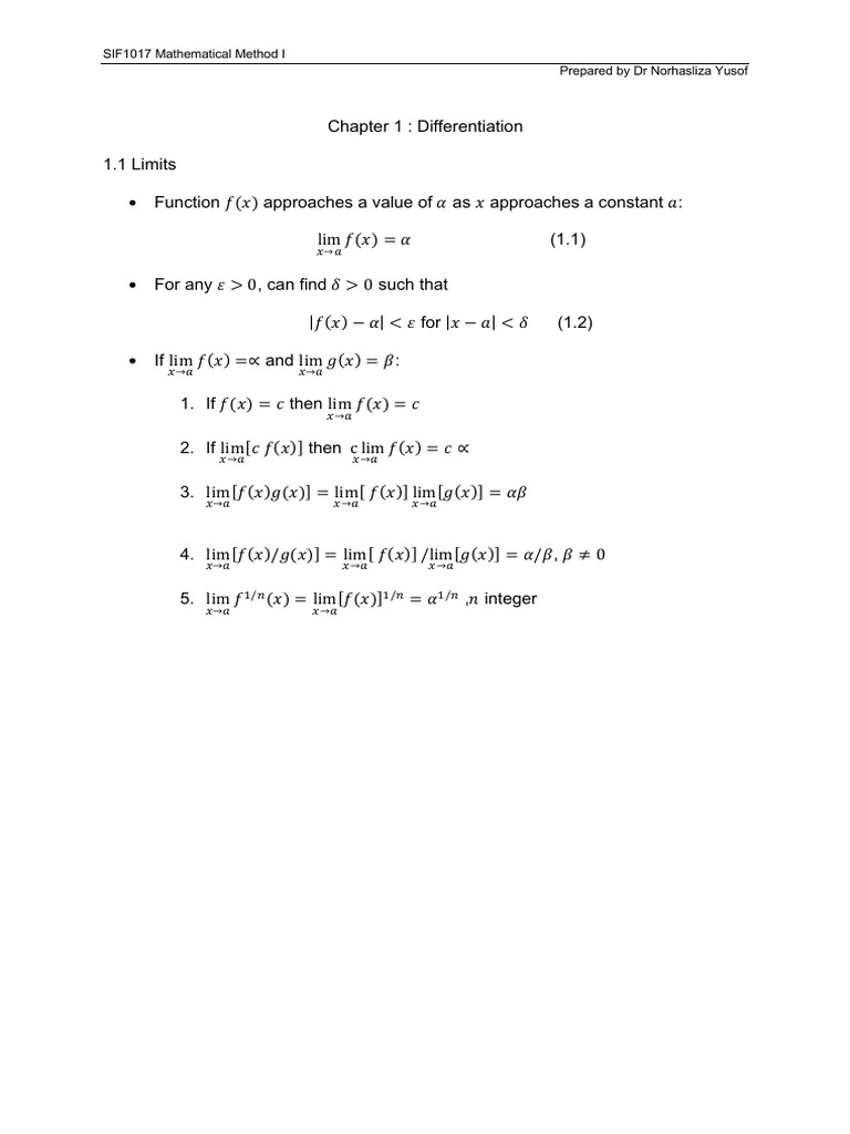 Differentiation and Limits Explained | PDF