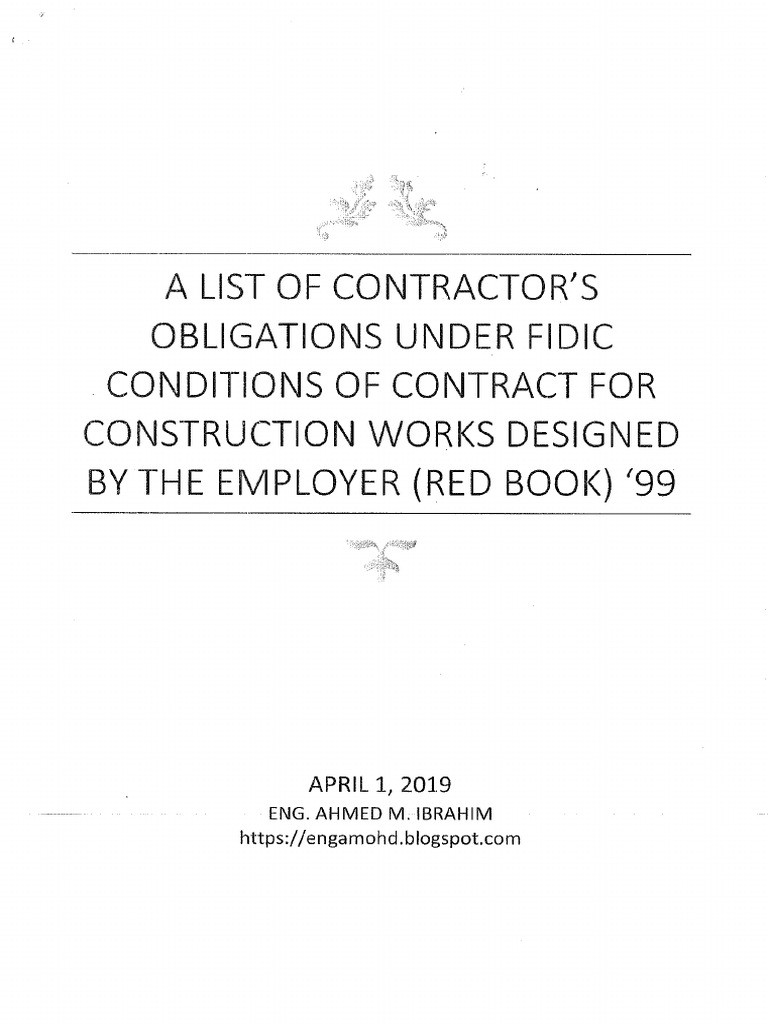 A List of Contractor's Obligations Fidic 99 PDF