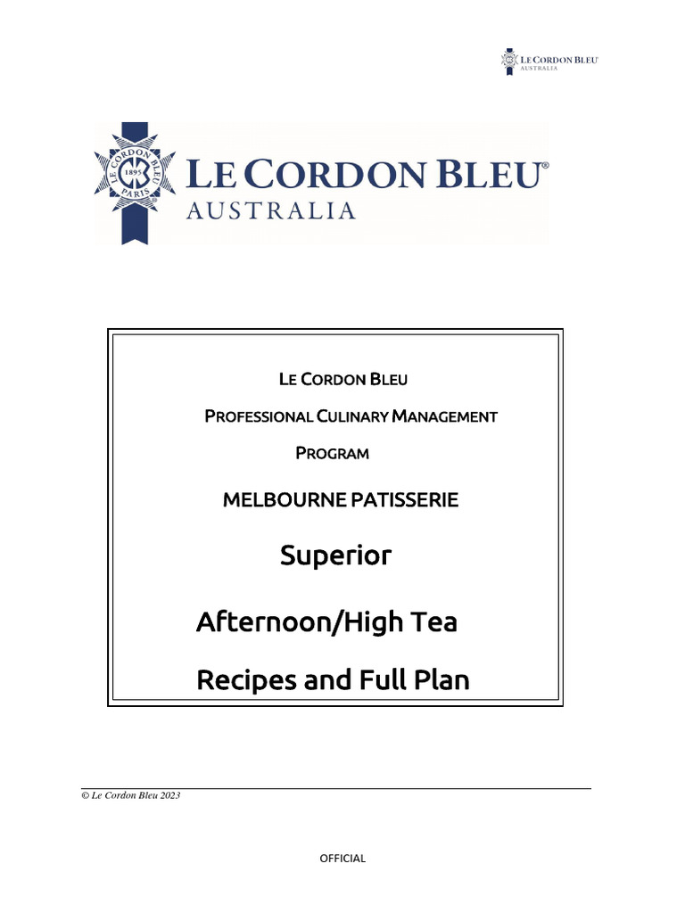 Afternoon Tea Recipes & Service Plan | PDF | Chocolate | Types Of Chocolate
