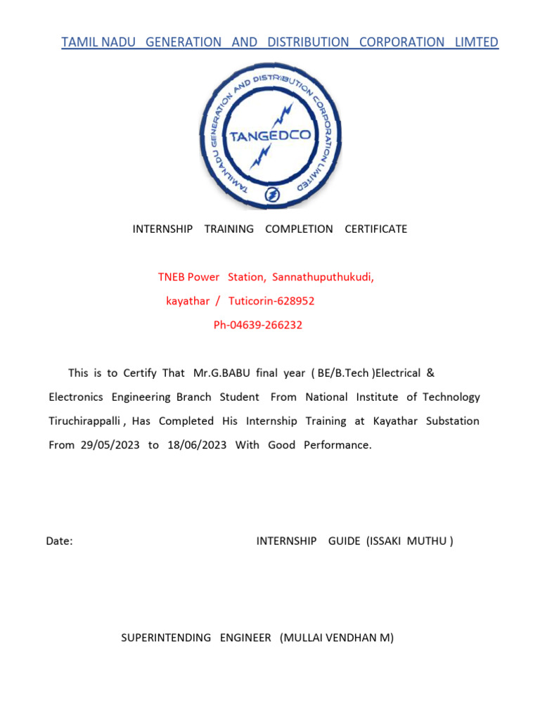 Tamil Nadu Generation and Distribution Corporation PDF