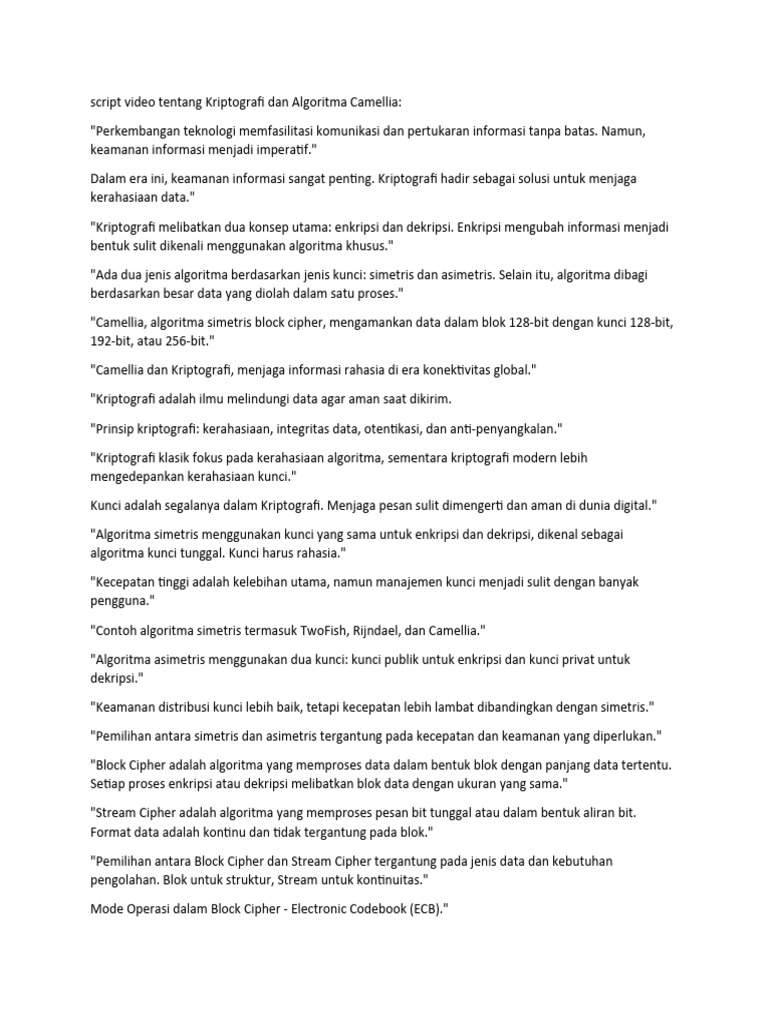 Kriptografi dan Algoritma Camellia | PDF
