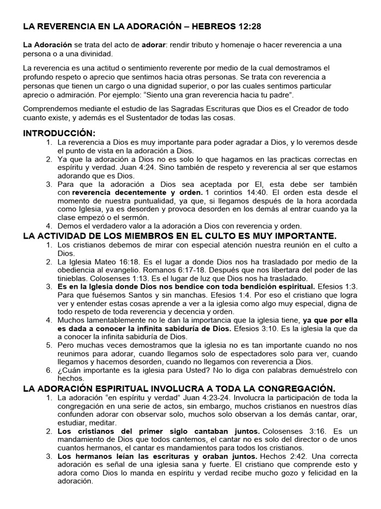 Sermon de JR La Reverencia en La Adoracion | PDF | Dios | Teología