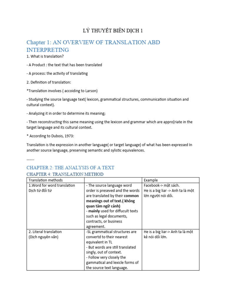 Overview of Translation Methods | PDF | Translations | Linguistics