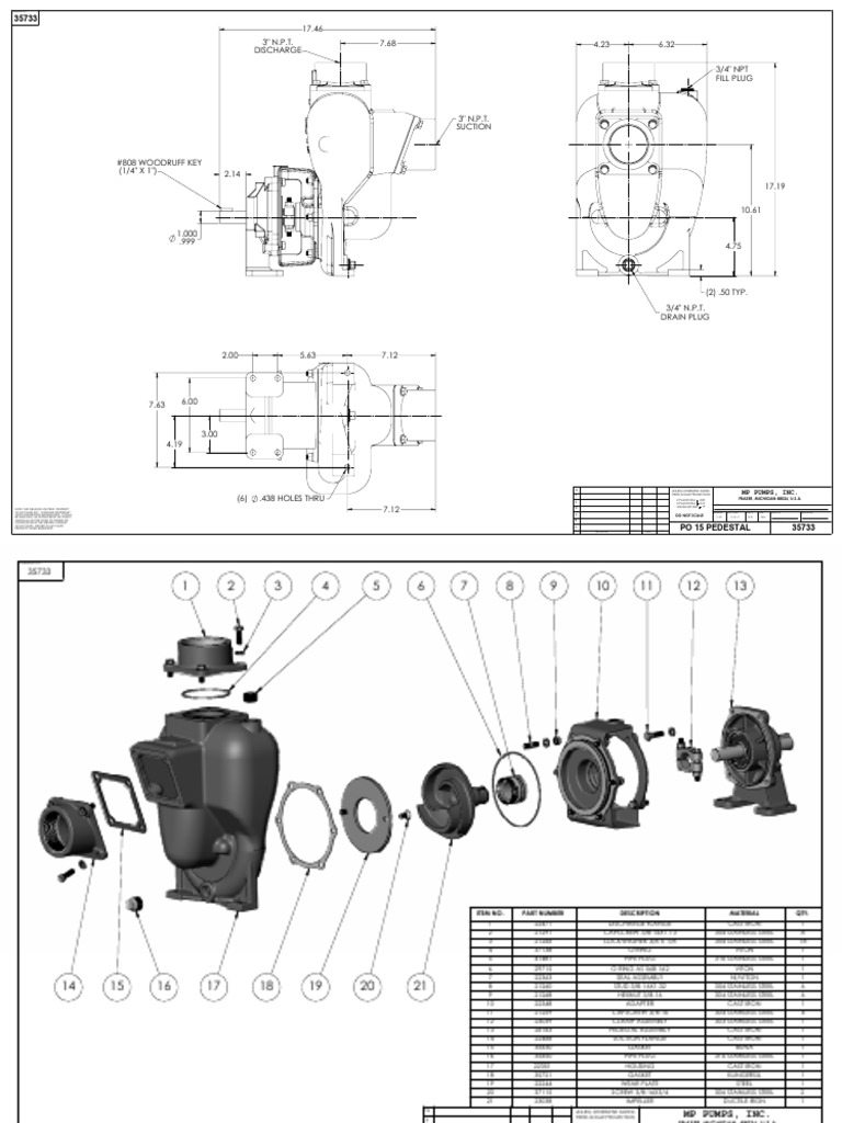 MP35733 Product Drawing - HD | PDF | Pump | Manufactured Goods