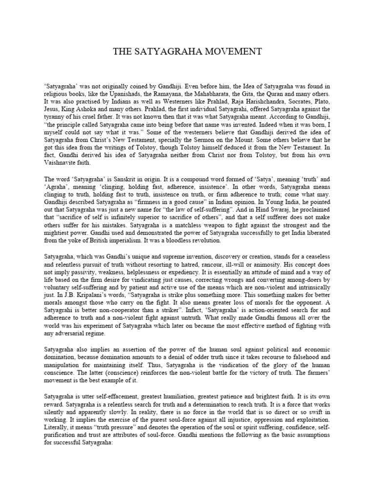 Satyagraha Movement | Download Free PDF | Mahatma Gandhi | Ethical ...