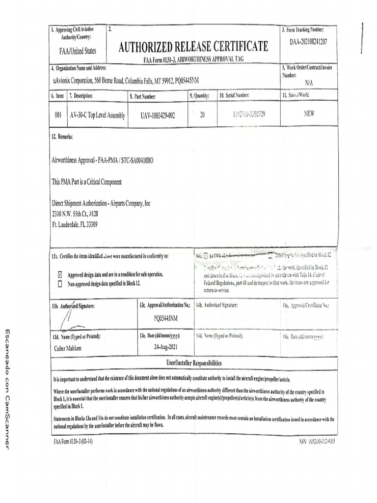 8130 y Certificado | PDF
