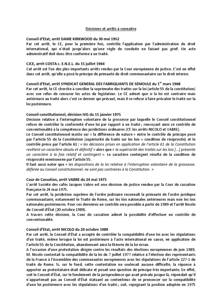 Fiche D Arrêt Conseil Constitutionnel 22 Juillet 1980 Décisions Et Arrêts À Connaitre | PDF | Traité | Législation
