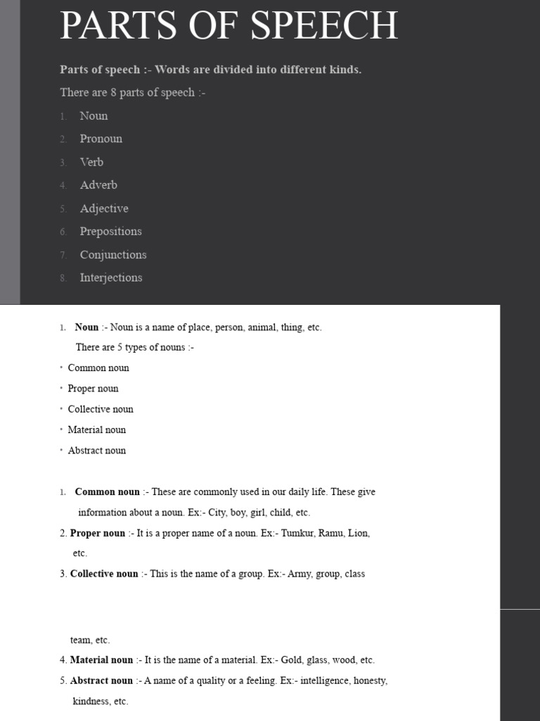 Understanding the 8 Parts of Speech | PDF