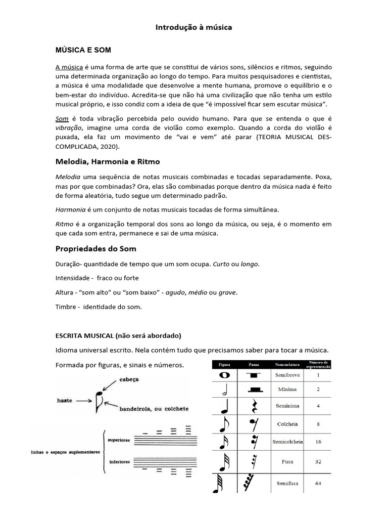 Introdução à Música e Seus Elementos | PDF