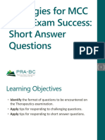 Strategies For MCC TDM Exam Success - Short Answer Questions