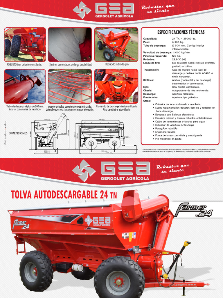 Tolva Autodescargable GEA Gergolet Farmer 24 Folleto | PDF