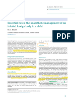 Essential Notes. The Anaesthetic Management of An Inhaled Foreign Body in A Child