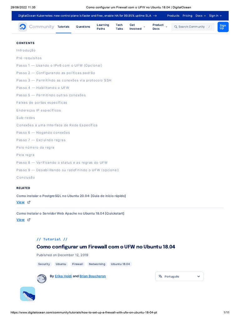 Como Configurar Um Firewall Com o UFW No Ubuntu 18.04 DigitalOcean