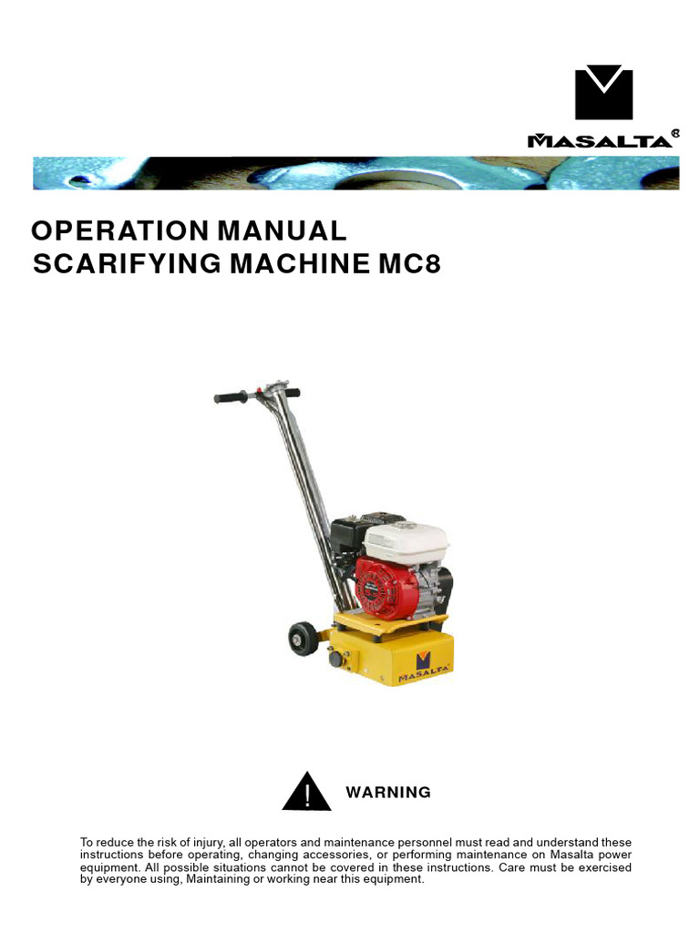 MC8 Scarifying Machine Operation Manual | PDF | Belt (Mechanical) | Screw