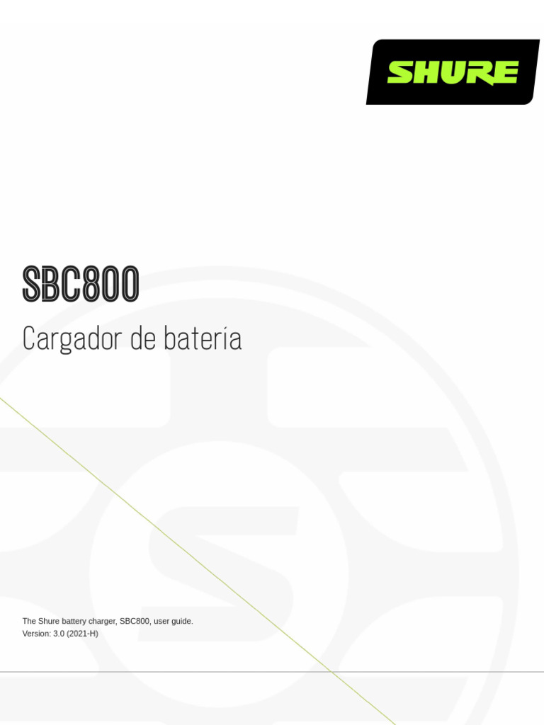 Guía del Cargador SBC800 de Shure | PDF | Enchufes y tomas de corriente ...