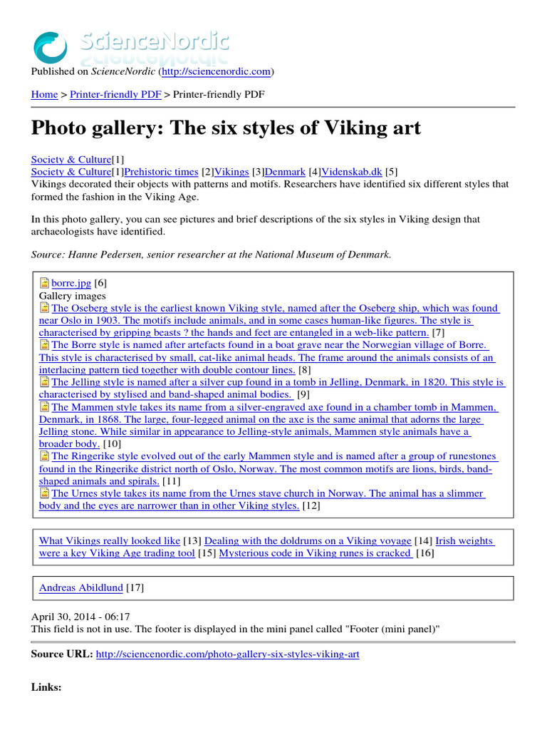 ScienceNordic Photo Gallery The Six Styles of Viking Art 201404