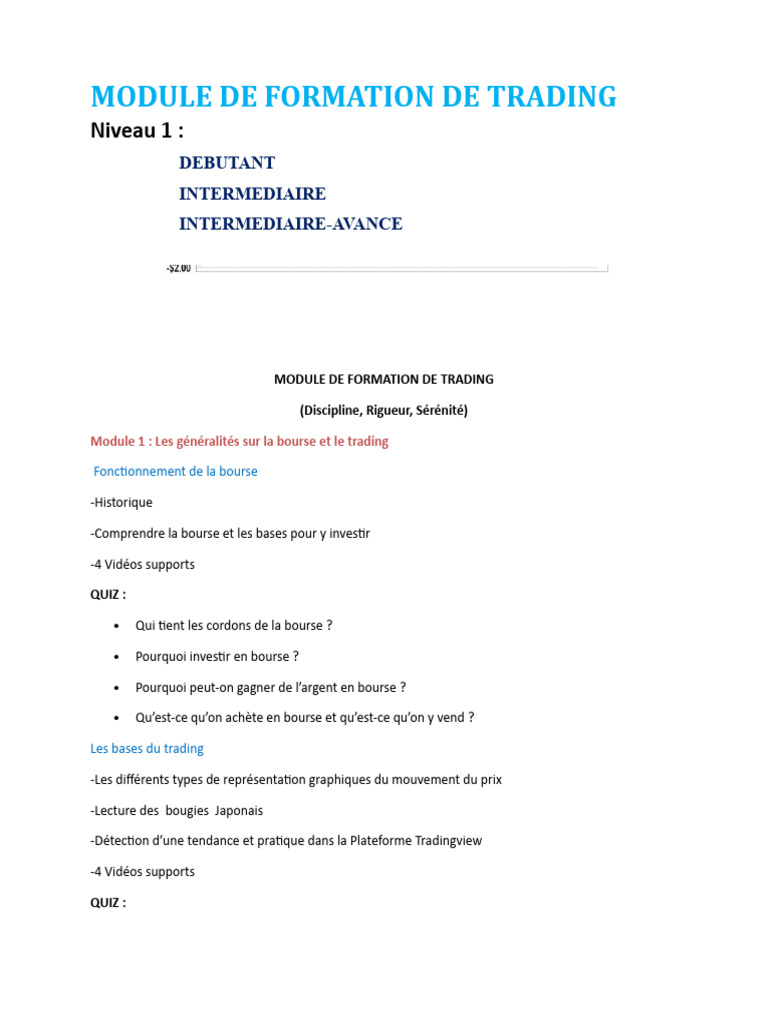 Formation Trading Débutant: Stratégies Gagnantes | PDF | Bourse ...