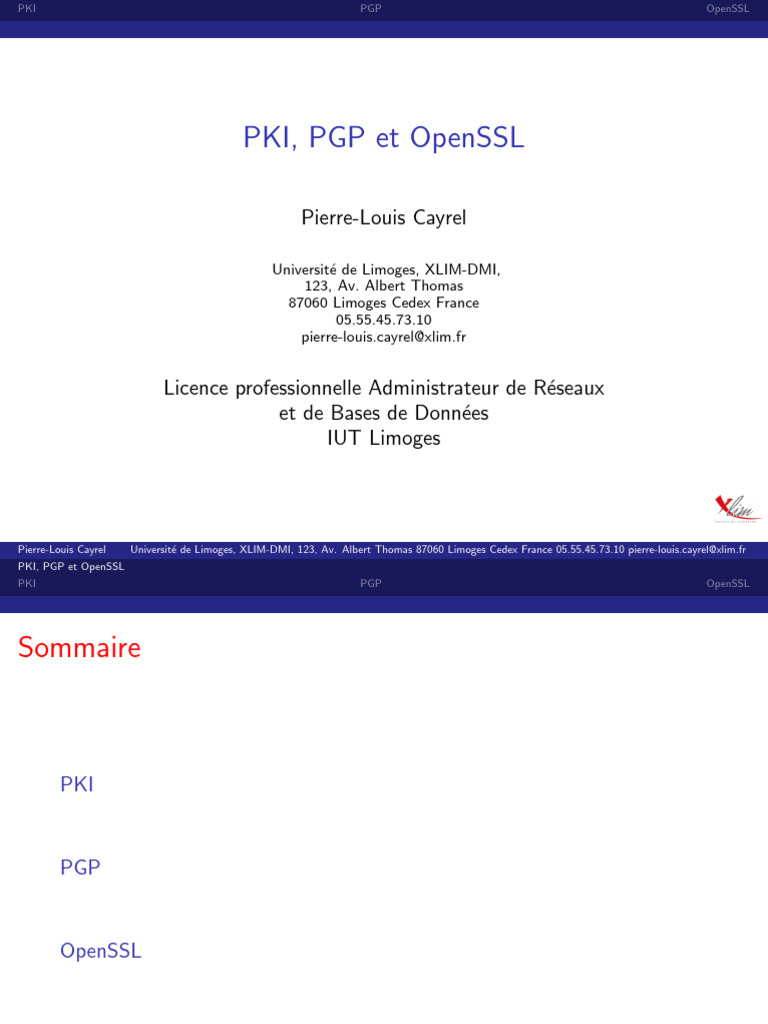 PKI, PGP et OpenSSL : Concepts clés | PDF | Certificat électronique ...