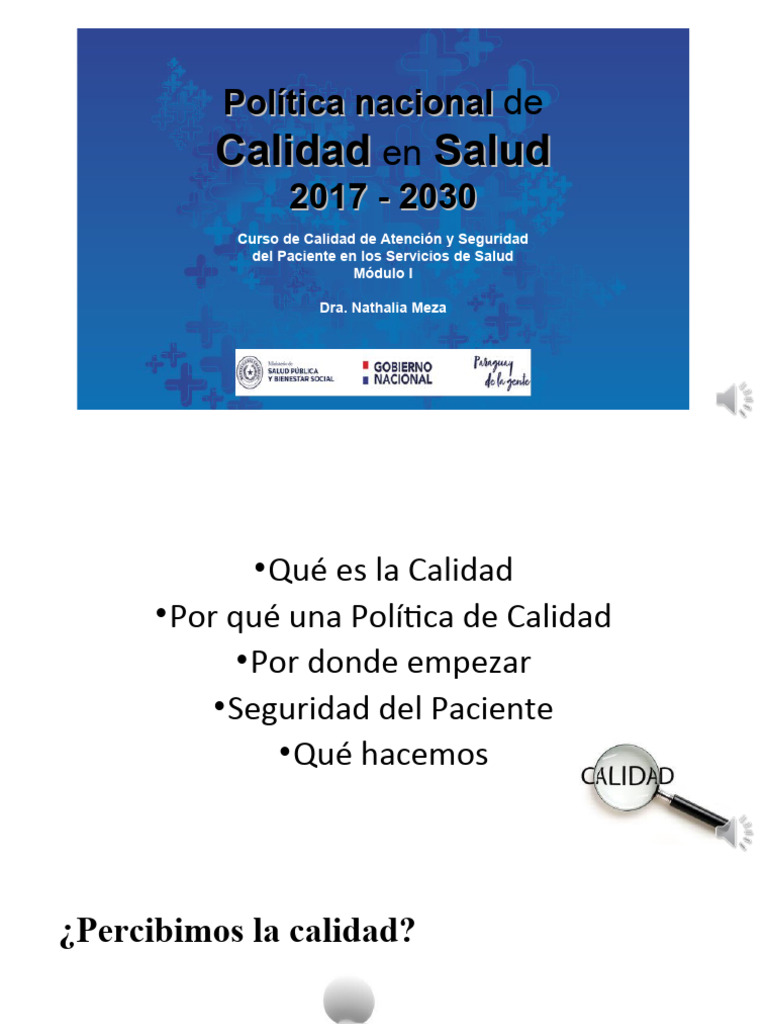 Calidad de Atención y Seguridad Del Paciente - Introducción | PDF ...