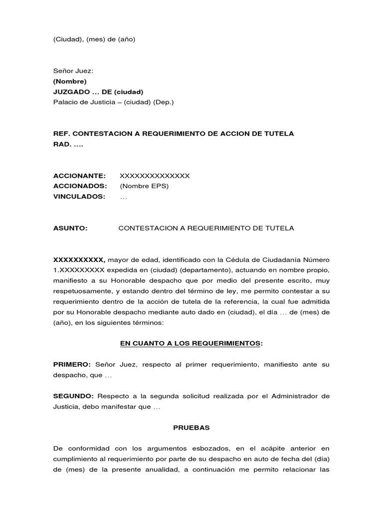 Contestación a Acción de Tutela | PDF
