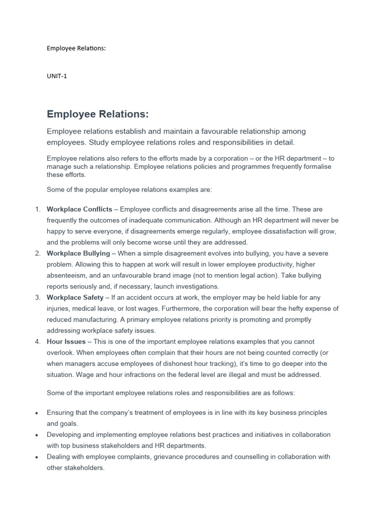 Understanding Employee Relations Essentials | PDF | Employment ...