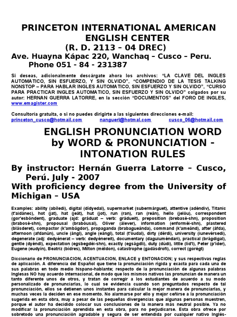 English Pronunciation Rules Virtual Pdf Comunicacion Linguistica