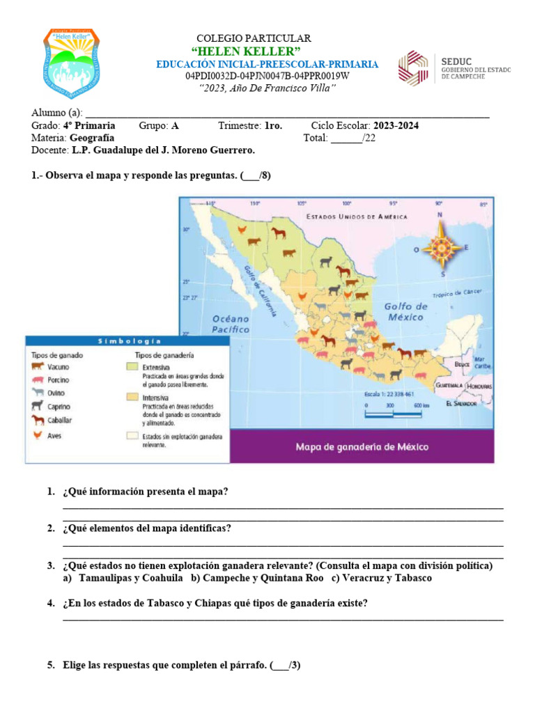 Ejercicios de Geografía para 4º Grado | PDF