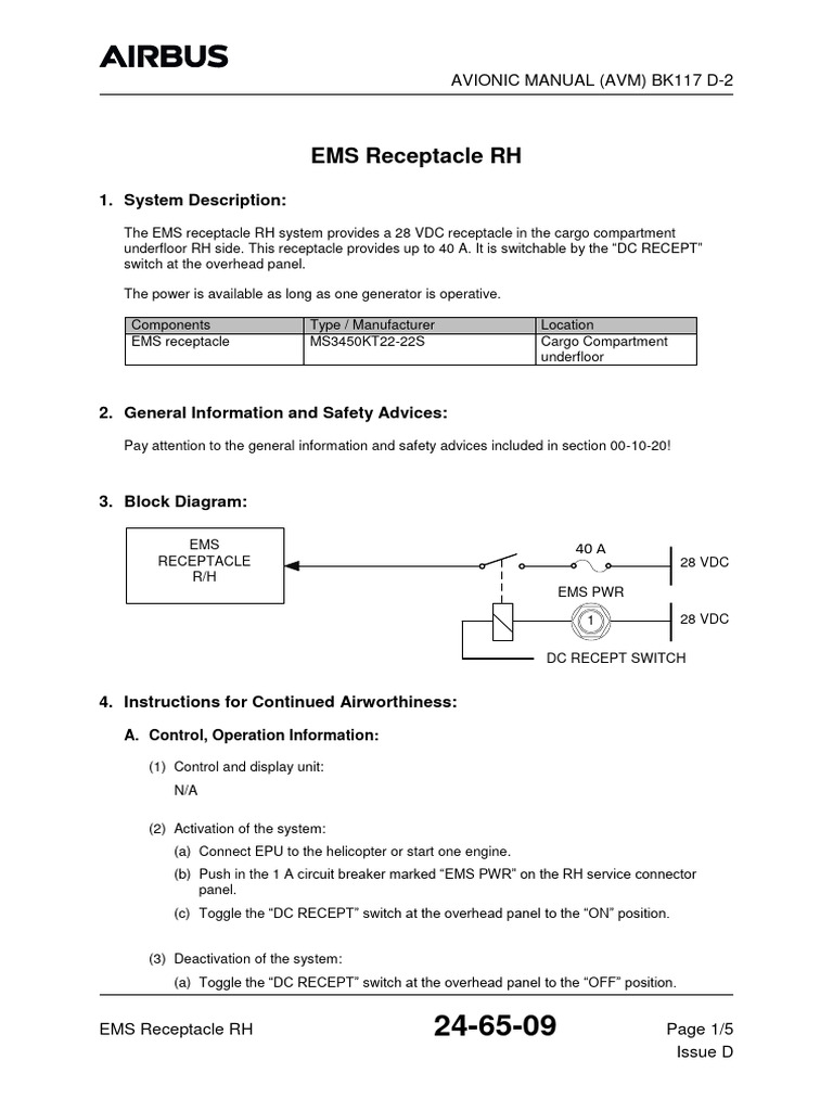 EMS Receptacle RH: System Description: 1 | PDF | Ac Power Plugs And ...