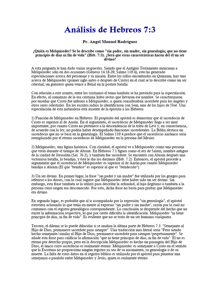 estudio biblico de hebreos 7