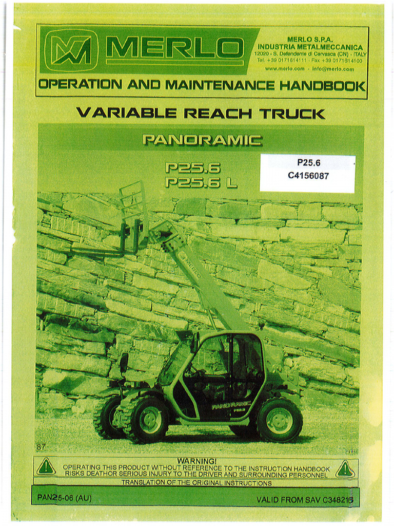 Complete Hire Sydney Telehandler Merlo P25.6 Operation Manual | PDF